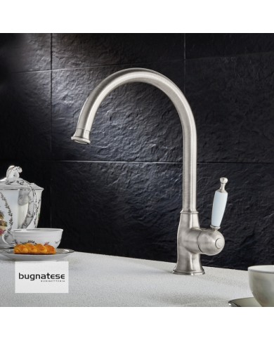 Μπαταρία Νεροχύτη Πάγκου με Περιστρεφόμενο Ψηλό Ρουξούνι Oxford Bugnatese  Inox Finish (6381-110)