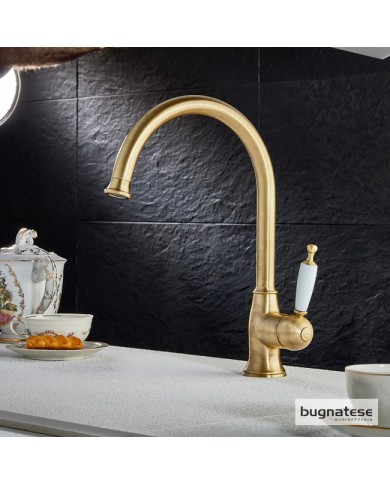 Μπαταρία Νεροχύτη Πάγκου με Περιστρεφόμενο Ψηλό Ρουξούνι Oxford Bugnatese  Bronze (6381-220)