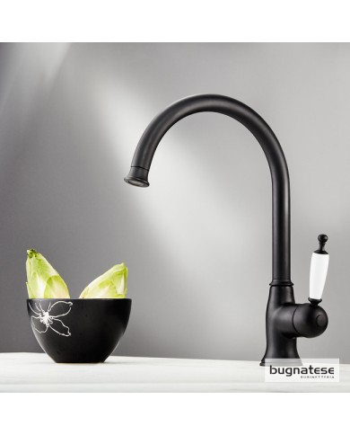 Μπαταρία Νεροχύτη Πάγκου με Περιστρεφόμενο Ψηλό Ρουξούνι Oxford Bugnatese Black Matt (6381-400)