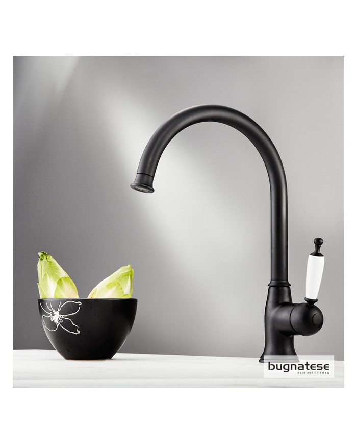 Oxford Bugnatese Black Matt Swivel Tall Countertop Sink Faucet (6381-400)