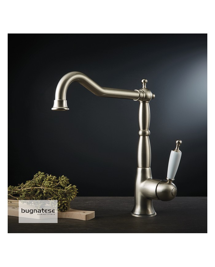 Μπαταρία Νεροχύτη Πάγκου με Ψηλό & Μακρύ Περιστρεφόμενο Ρουξούνι Oxford Bugnatese 6382 Inox Finish (6382-110)