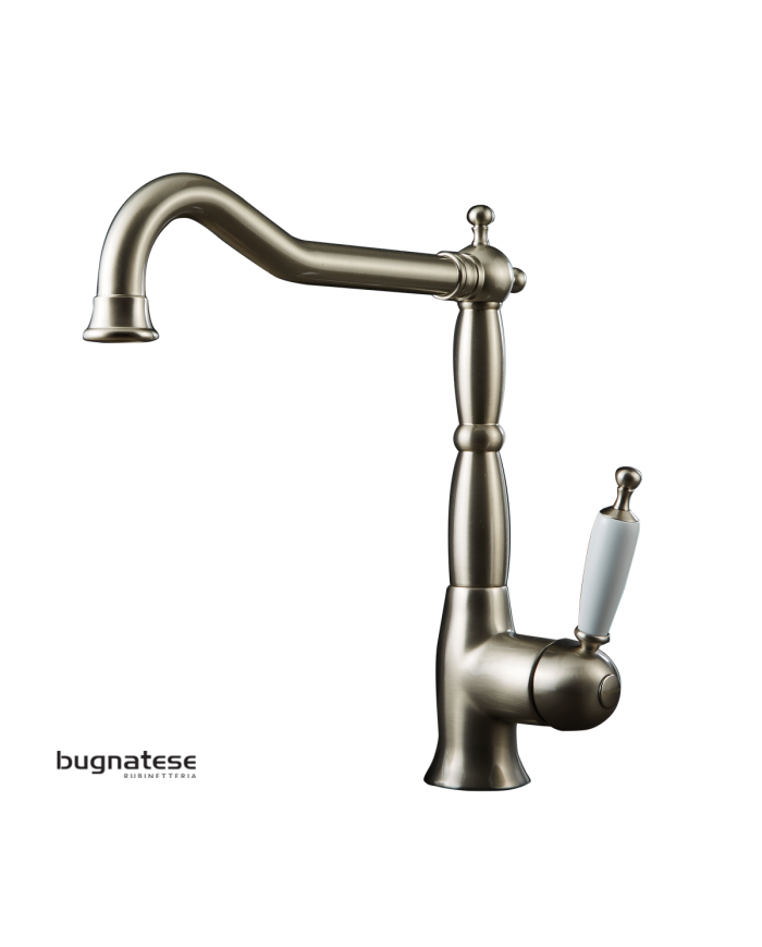 Μπαταρία Νεροχύτη Πάγκου με Ψηλό & Μακρύ Περιστρεφόμενο Ρουξούνι Oxford Bugnatese 6382 Inox Finish (6382-110)
