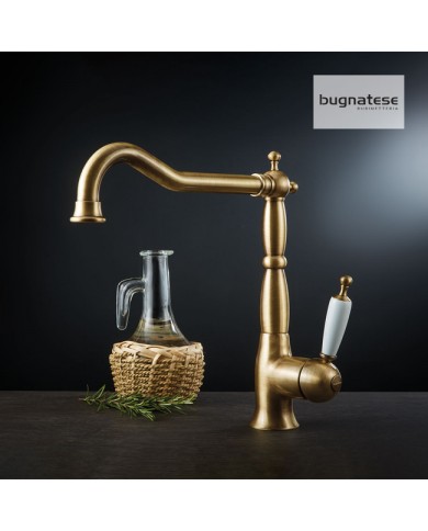 Μπαταρία Νεροχύτη Πάγκου με Ψηλό & Μακρύ Περιστρεφόμενο Ρουξούνι Oxford Bugnatese 6382 Bronze/White (6382-220)