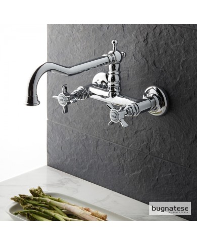Μπαταρία Νεροχύτη Τοίχου Με Περιστρεφόμενο Ρουξούνι Princeton Bugnatese Chrome  (852-100)
