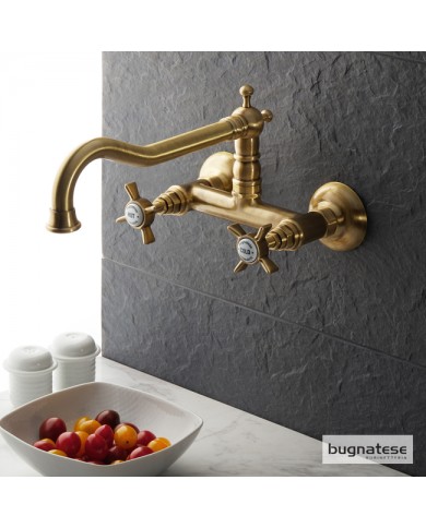 Μπαταρία Νεροχύτη Τοίχου Με Περιστρεφόμενο Ρουξούνι Princeton Bugnatese Bronze (852-220)