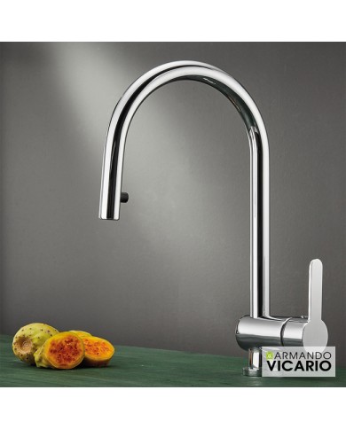 Μπαταρία Νεροχύτη Πάγκου Με Περιστρεφόμενο Ρουξούνι & Με Συρόμενο Ντους Armando Vicario Base Chrome (15780-100)
