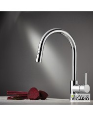 Armando Vicario Fluo Chrome 2 Function Countertop Sink Faucet With Swivel Spout With Sliding Shower (18780-100)