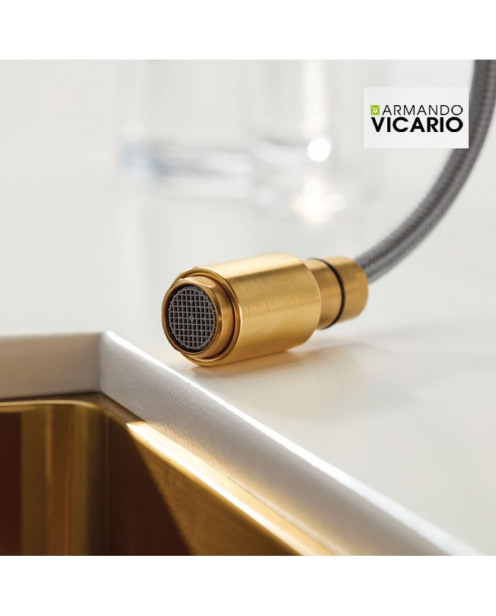 Μπαταρία Νεροχύτη Πάγκου Με Συρόμενο Ντους Armando Vicario Tozo Gold Brushed (48780-201)