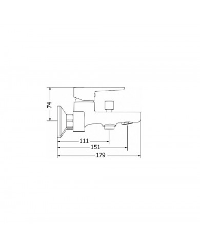 Modea Optima Bathroom Faucet Black Matt Wall-Mounted Set With Shower Telephone,Spiral & Base(00-02502/B