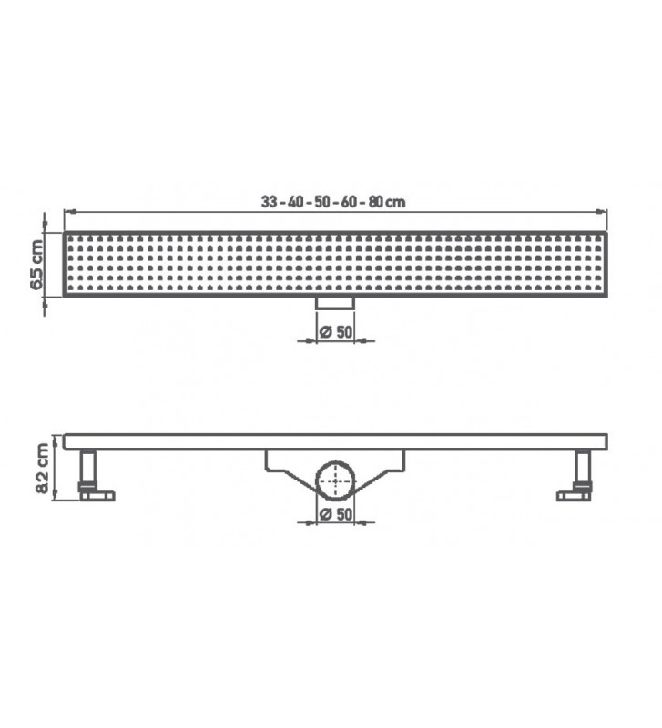 Tema Dolu  Κανάλι Ντουζ με Ρυθμιζόμενο Ύψος   33/40/50/60 & 80cm