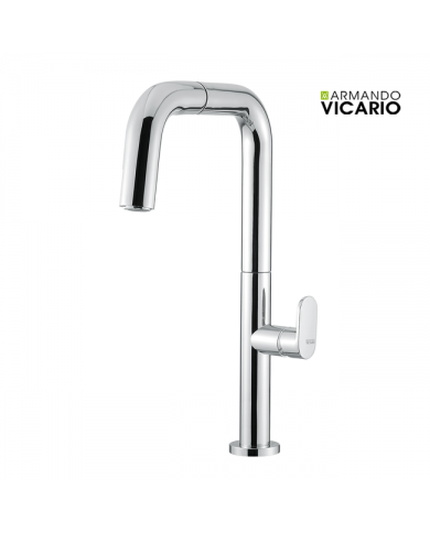 Μπαταρία Νεροχύτη Πάγκου Με Συρόμενο Ντους & Περιστρεφόμενο Ρουξούνι Armando Vicario Eva Chrome (400746-100)