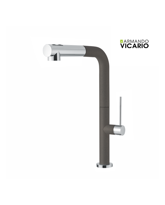 Armando Vicario Tozo 48580 Asphalt Countertop Sink Faucet With Swivel Spout & Dual Flow Sliding Shower