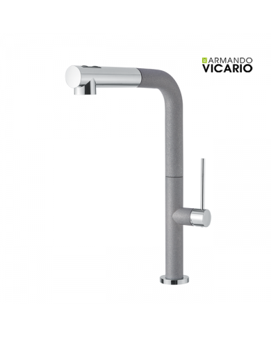 Μπαταρία Νεροχύτη Πάγκου Με Περιστρεφόμενο Ρουξούνι & Συρόμενο Ντους Διπλής Ροής Armando Vicario Tozo 48580 Silverstone