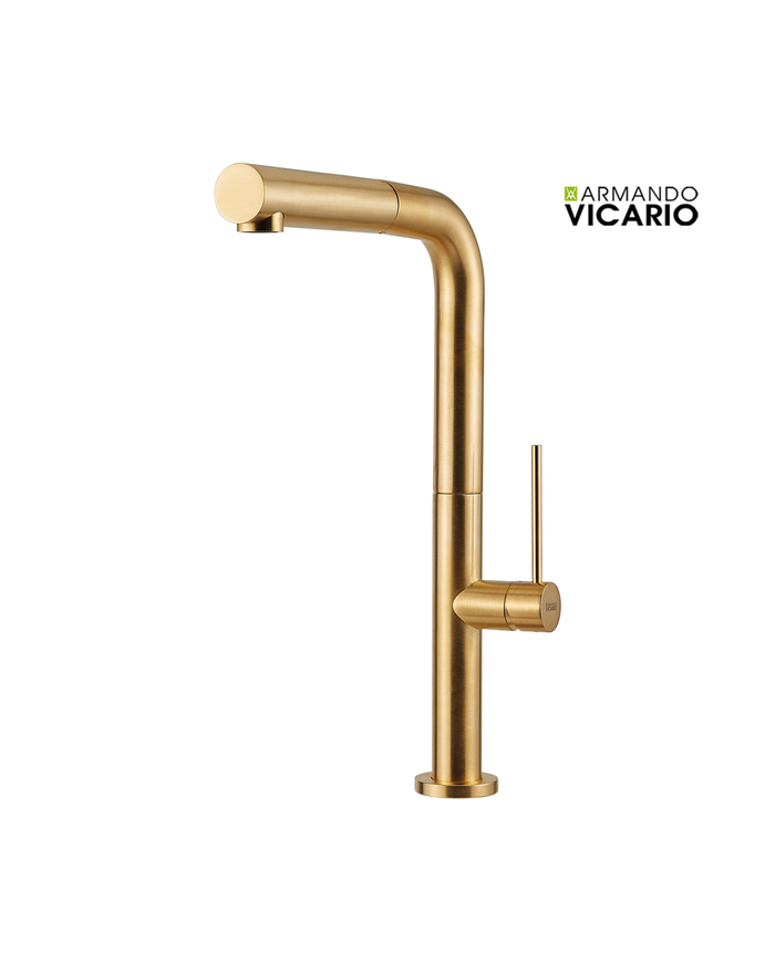 Countertop Sink Faucet With Sliding Shower Armando Vicario Tozo Gold Brushed (48580-201)