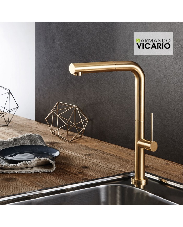 Countertop Sink Faucet With Sliding Shower Armando Vicario Tozo Gold Brushed (48580-201)