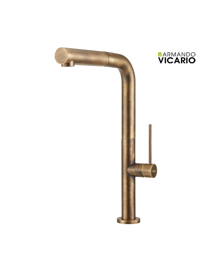 Armando Vicario Tozo Countertop Sink Faucet With Swivel Spout & Sliding Shower 48580 Antique Brass (48580-221)