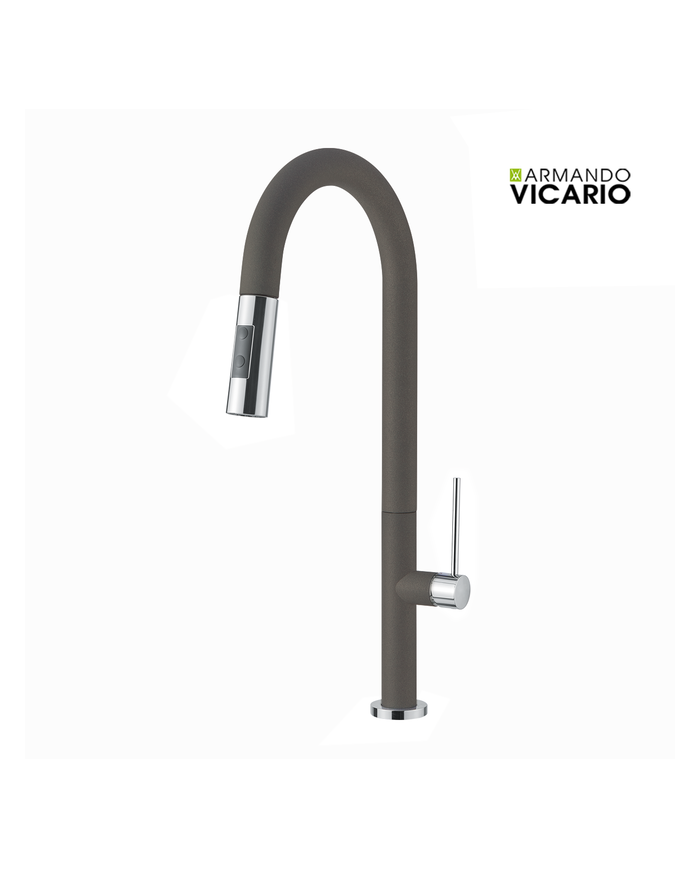 Armando Vicario Tozo Asphalt Countertop Sink Faucet With Swivel Spout & Sliding Dual Flow Shower (48780-1421)