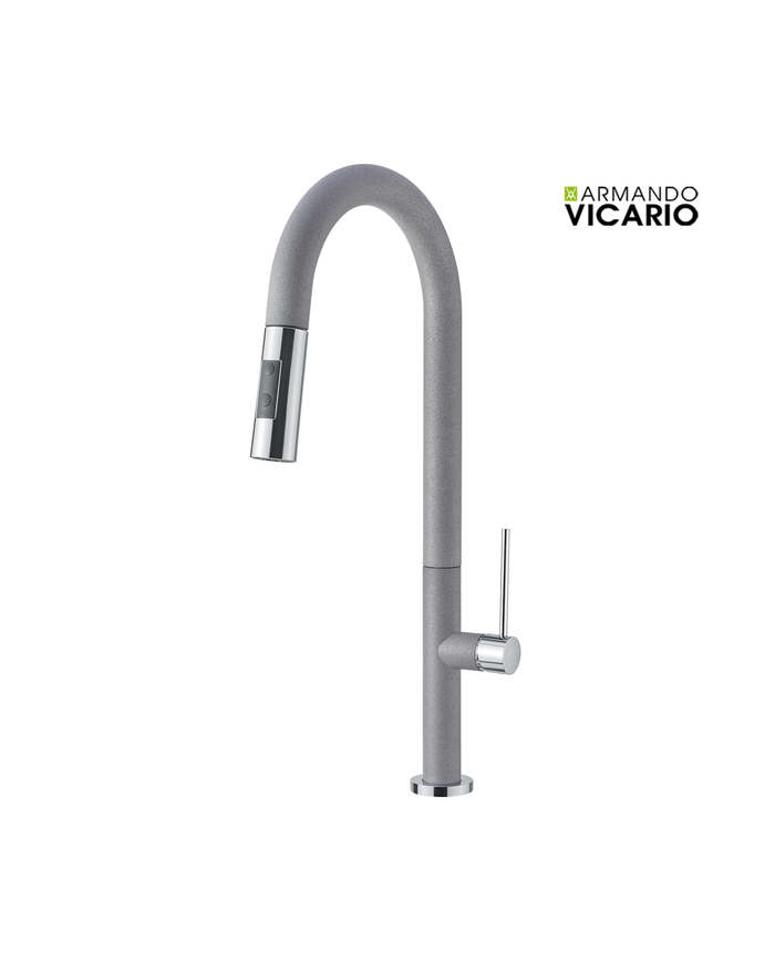Armando Vicario Tozo Silverstone Countertop Sink Faucet With Swivel Spout & Sliding Dual Flow Shower (48780-1442)