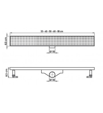 Tema Rain Κανάλι Ντουζ με Ρυθμιζόμενο Ύψος 33/40/50/60 & 80cm