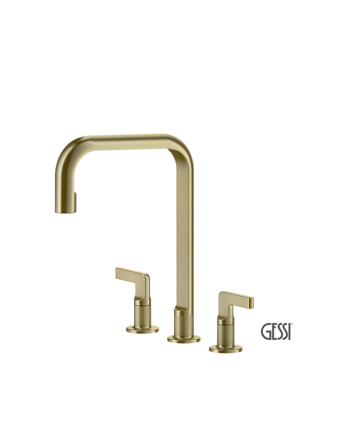 Μπαταρία Νεροχύτη 3 οπών INCISO, GESSI Brass Brushed PVD