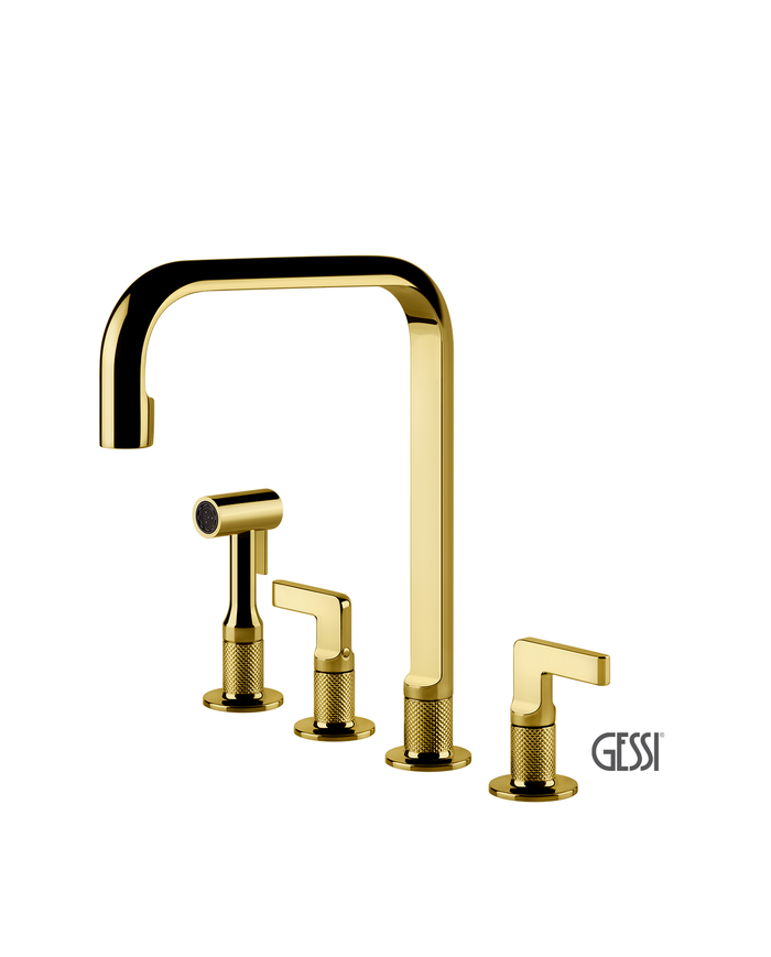 Μπαταρία Νεροχύτη 4 οπών INCISO, GESSI Gold PVD