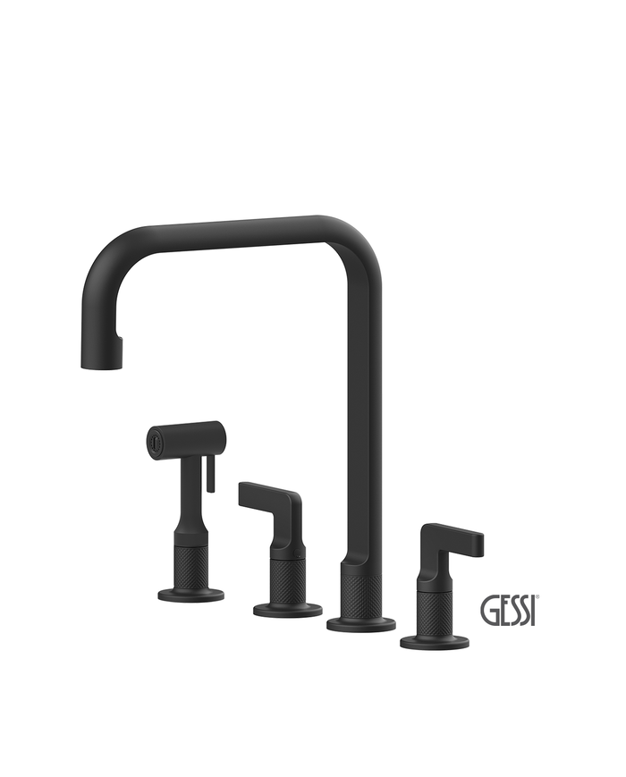 Μπαταρία Νεροχύτη 4 οπών INCISO, GESSI Matt Black