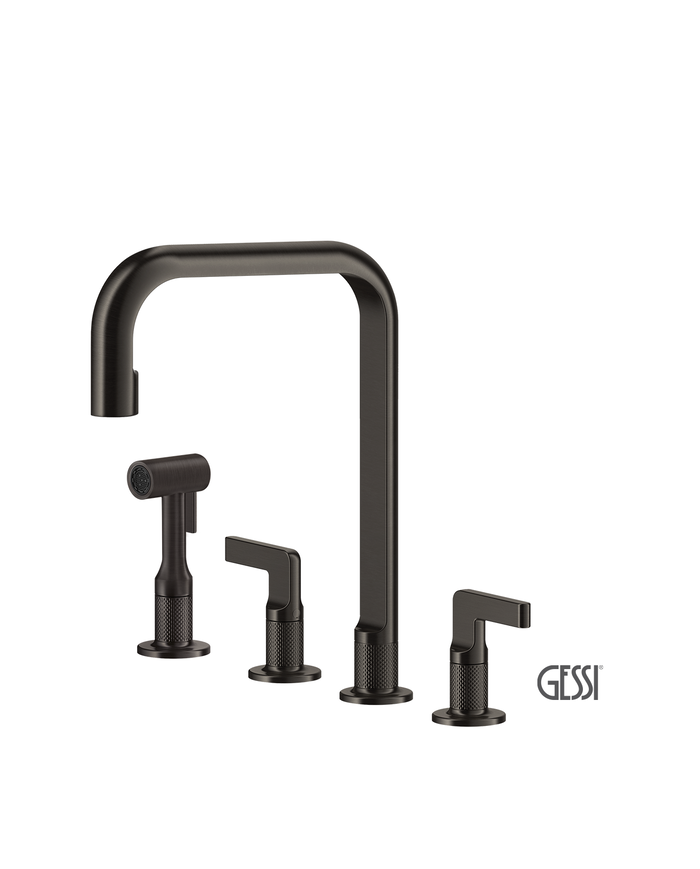 Μπαταρία Νεροχύτη 4 οπών INCISO, GESSI Black Metal Brushed PVD