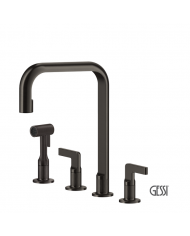 Μπαταρία Νεροχύτη 4 οπών INCISO, GESSI Black Metal Brushed PVD