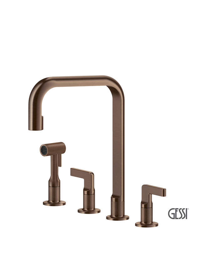 Μπαταρία Νεροχύτη 4 οπών INCISO, GESSI Copper Brushed PVD