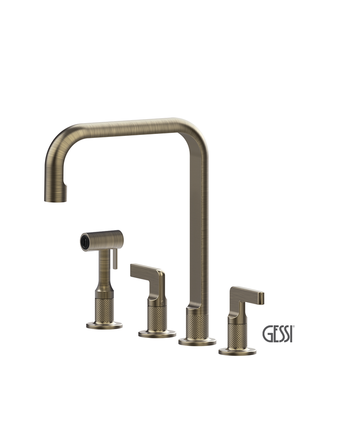 Μπαταρία Νεροχύτη 4 οπών INCISO, GESSI Antique Brass PVD
