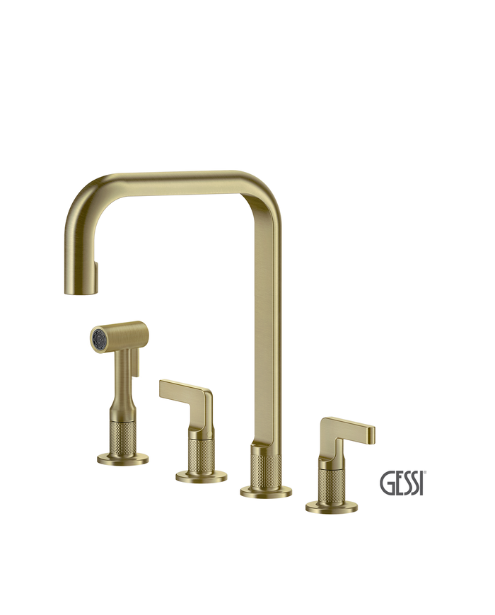 Μπαταρία Νεροχύτη 4 οπών INCISO, GESSI Brass Brushed PVD