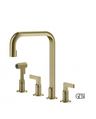 Μπαταρία Νεροχύτη 4 οπών INCISO, GESSI Brass Brushed PVD