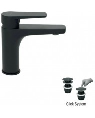 Modea Etna Black Matt Basin Mixer Silver with Click System stainless steel cap (00-02501/1B)