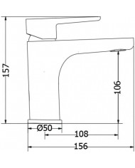 Modea Etna Black Matt Basin Mixer Silver with Click System stainless steel cap (00-02501/1B)