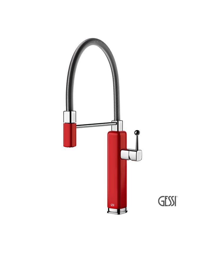 Μπαταρία Νεροχύτη HAPPY, GESSI Glossy Red / Chrome