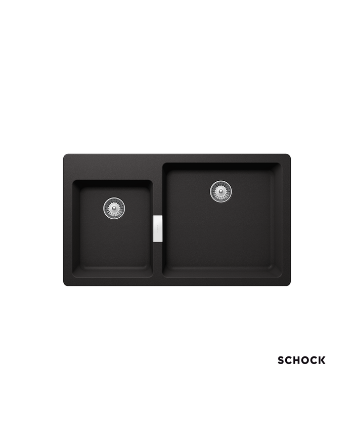 Νεροχύτης Ένθετος Schock Cristalite Manhattan με Δύο Γούρνες 86x50cm Χρώμα: Nero