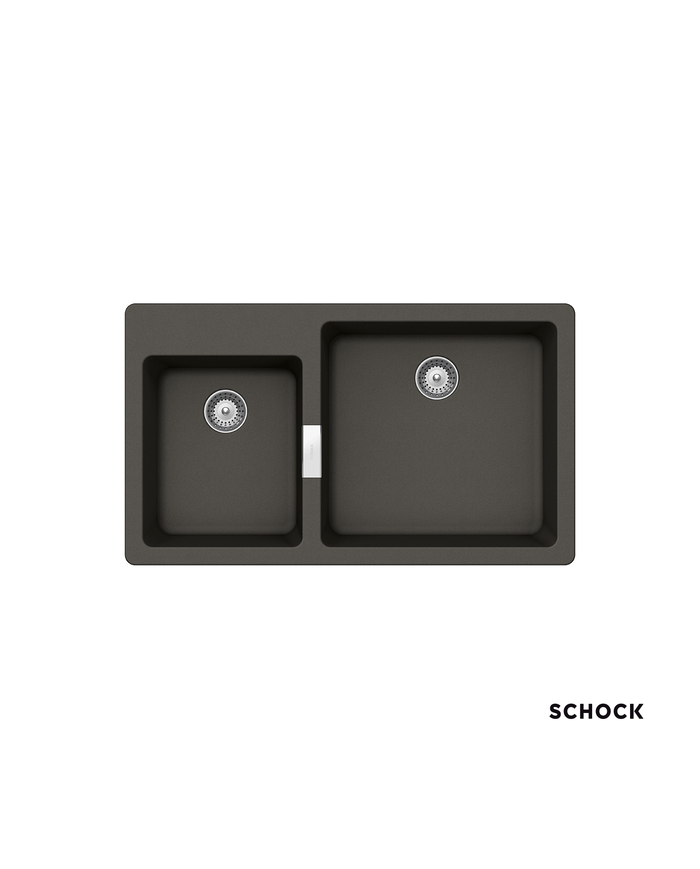 Νεροχύτης Ένθετος Schock Cristalite Manhattan με Δύο Γούρνες 86x50cm Χρώμα:  Asphalt