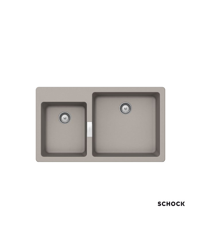 Νεροχύτης Ένθετος Schock Cristalite Manhattan με Δύο Γούρνες 86x50cm Χρώμα Concrete