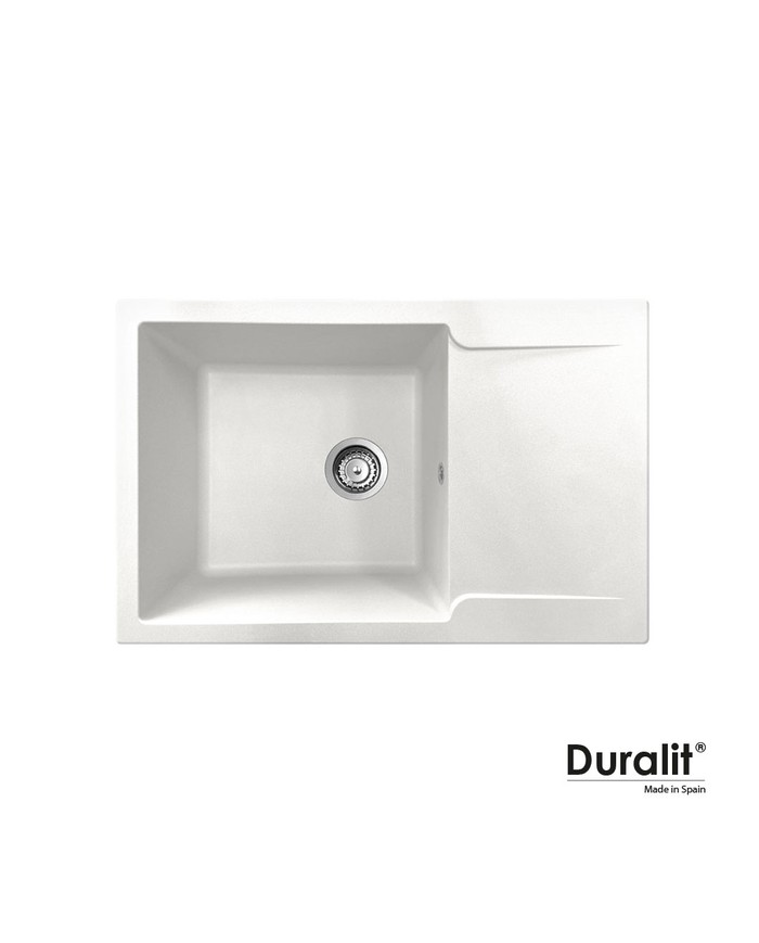 Duralit White Synthetic Heavy Duty Inset Sink with One Bowl & Apron 79x50