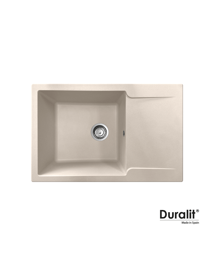 Duralit Beige Synthetic Heavy Duty Inset Sink with One Bowl & Apron 79x50