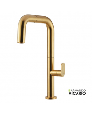 Armando Vicario Eva Countertop Sink Faucet With Sliding Shower & Swivel Spout (400746-201)Brushed Gold