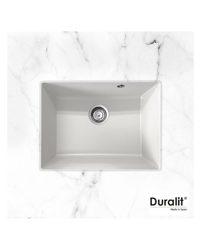 Νεροχύτης Υποκαθήμενος Duralit White Συνθετικός Βαρέως Τύπου με Μία Γούρνα (60x50cm)