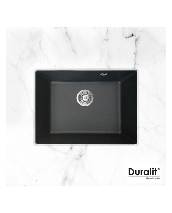 Νεροχύτης Υποκαθήμενος Duralit Graphite Συνθετικός Βαρέως Τύπου με Μία Γούρνα (60x50cm)