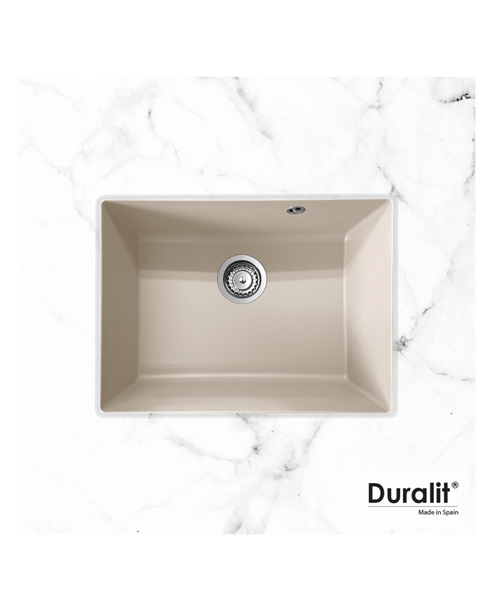 Νεροχύτης Υποκαθήμενος Duralit Beige Συνθετικός Βαρέως Τύπου με Μία Γούρνα (60x50cm)