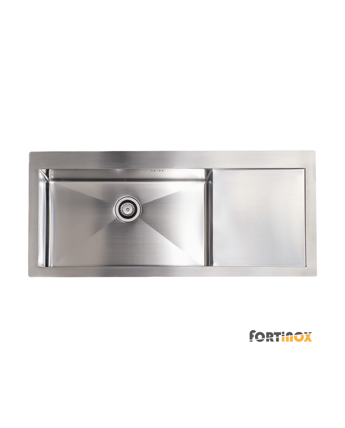 Stainless Steel Inset Sink Smooth (Satin) Fortinox Squadro Right 116x51