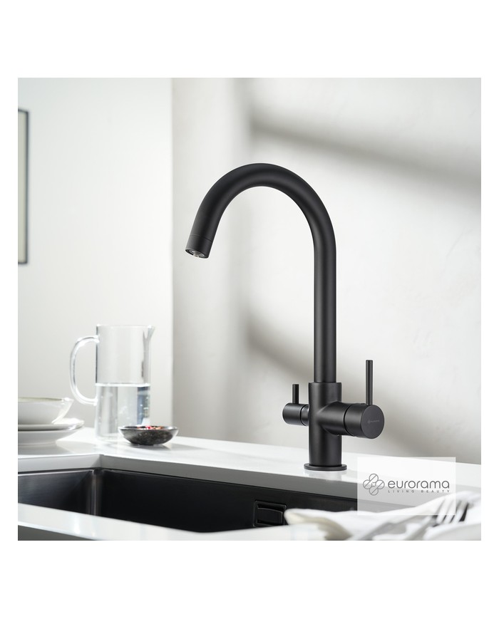 Sink faucet for 3-way filter (2 outlets and 3 supplies) Eurorama Filter Tap Black Matt (13535F-400)
