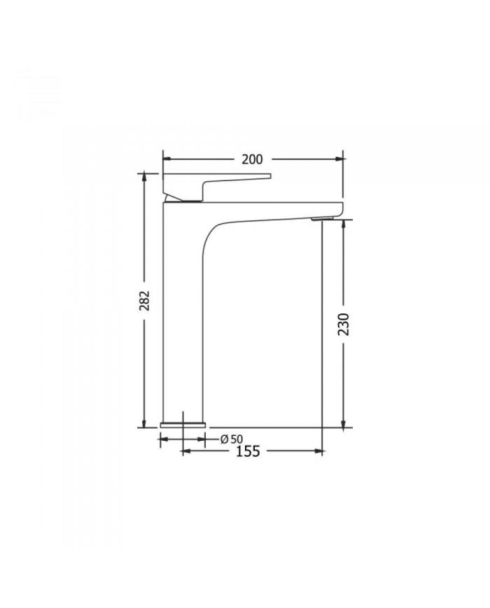 Μπαταρία Νιπτήρα Modea Optima Plus 200mm Ψηλή Μαύρο Ματ (00-02509/B)