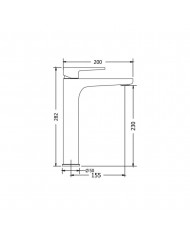 Μπαταρία Νιπτήρα Modea Optima Plus 200mm Ψηλή Μαύρο Ματ (00-02509/B)