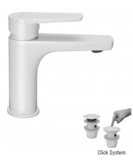 Modea Optima Washbasin Faucet White Matt with Stainless Steel Cap Click System (00-02501/1W)