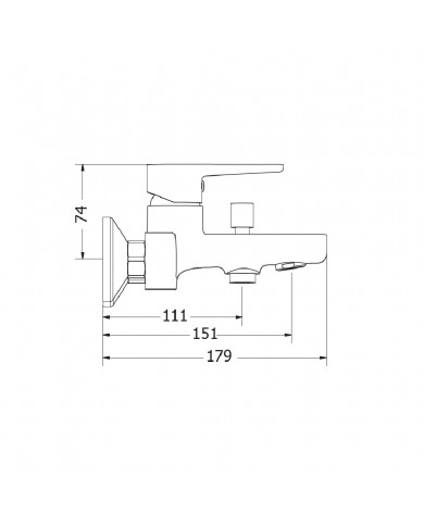 Modea Optima Brushed Nickel Bathroom Faucet Wall-Mounted Set With Shower Telephone, Spiral & Base(00-02562)